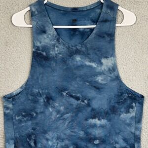 Lululemon Lab Fast and Free Tank Top Mens Blue Tie Dye Sleeveless Shirt Size S